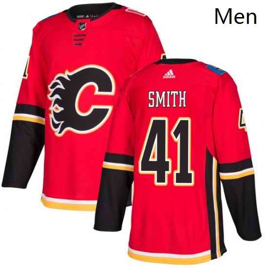 Mens Adidas Calgary Flames 41 Mike Smith Authentic Red Home NHL Jersey